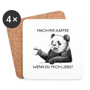 Mach mir Kaffee wenn du mich liebst I Panda - Untersetzer (4er-Set) - Weiß - Vorne