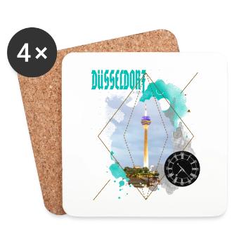 Dusseldorf Germany City Skyline Vintage Retro - Coasters (set of 4) - white - Front