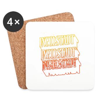 Ingolstadt Allemagne City Skyline Font - Dessous de verre (lot de 4) - blanc - Devant
