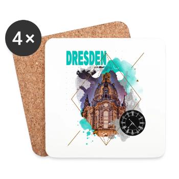 Dresden Deutschland Stadt Skyline Vintage Retro - Untersetzer (4er-Set) - Weiß - Vorne