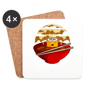 Kawaii Sushi Ramen Japanisch - Untersetzer (4er-Set) - Weiß - Vorne