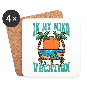 In Meinem Kopf Bin Ich Im Urlaub - Untersetzer (4er-Set) - Weiß - Vorne