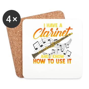 Ich Habe Eine Klarinette Musiker Orchester - Untersetzer (4er-Set) - Weiß - Vorne