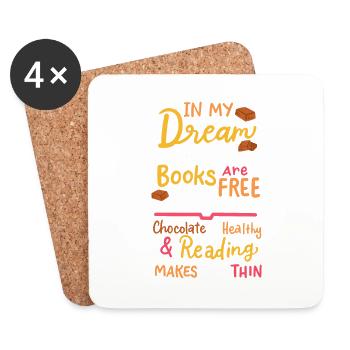 Chocolate Bookworm Funny Reading - Coasters (set of 4) - white - Front