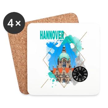 Hannover Deutschland Stadt Skyline Vintage Retro - Untersetzer (4er-Set) - Weiß - Vorne