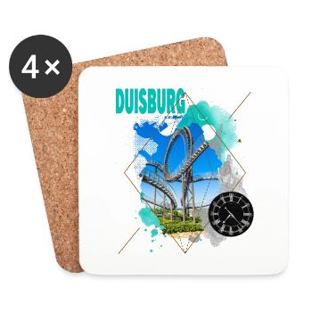 Duisburg Germany City Skyline Vintage Retro - Coasters (set of 4) - white - Front