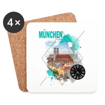 Munich Germany City Skyline Vintage Retro - Coasters (set of 4) - white - Front
