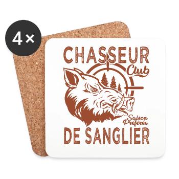 Chassé chasseur de sanglier cadeau cool chasse - Dessous de verre (lot de 4) - blanc - Devant