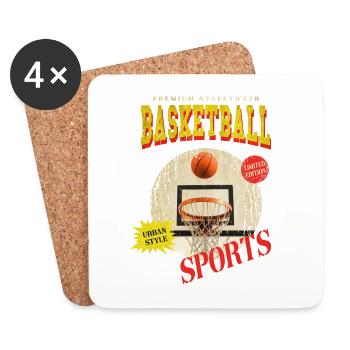 Basketteur Basketteur Basket Dunking Sport Vintage - Dessous de verre (lot de 4) - blanc - Devant