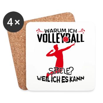 Volleyball Volleyballtrainer Warum ich Volleyball! - Untersetzer (4er-Set) - Weiß - Vorne