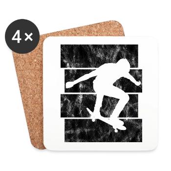 Skateboarder Skateboard Skater Skate Skateing - Dessous de verre (lot de 4) - blanc - Devant