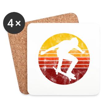 Skateboarder Skateboard Skater Skate Skateing - Dessous de verre (lot de 4) - blanc - Devant