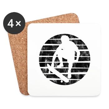 Skateboarder Skateboard Skater Skate Skateing - Dessous de verre (lot de 4) - blanc - Devant