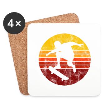 Skateboarder Skateboard Skater Skate Skateing - Dessous de verre (lot de 4) - blanc - Devant
