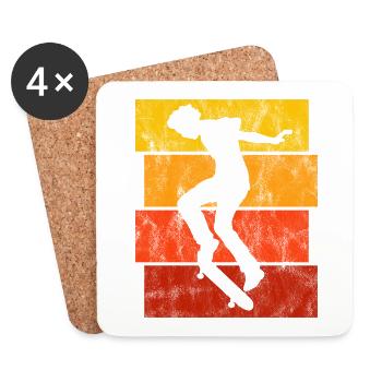 Skateboarder Skateboard Skater Skate Skateing - Dessous de verre (lot de 4) - blanc - Devant