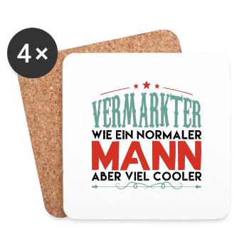 VERMARKTER WIE EIN NORMALER MANN ABER VIEL COOLER! - Untersetzer (4er-Set) - Weiß - Vorne