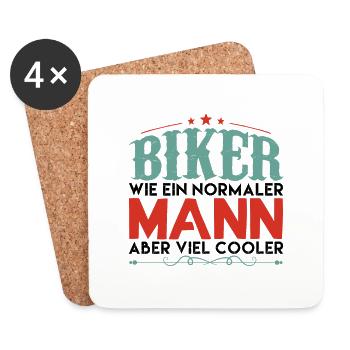 Old School Biker Chopper Motorradfahrer ! - Untersetzer (4er-Set) - Weiß - Vorne