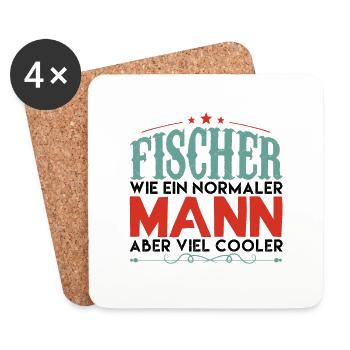 Angler Papa Angeln Fischer Fischen Geschenk papa - Untersetzer (4er-Set) - Weiß - Vorne