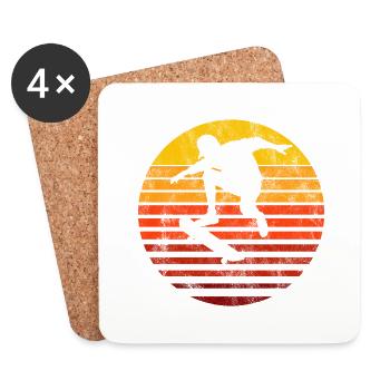 Skateboarder Skateboard Skater Skate Skateing - Dessous de verre (lot de 4) - blanc - Devant