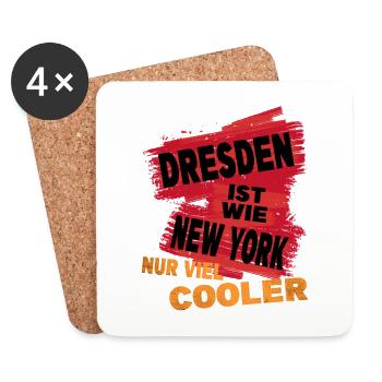 Dresden Deutschland Stadt Spruch Ist Wie New York - Untersetzer (4er-Set) - Weiß - Vorne
