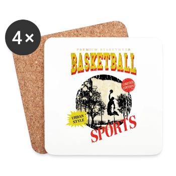 Basketball Basketballer Dunking Sport Vintage - Untersetzer (4er-Set) - Weiß - Vorne