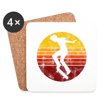 Skateboard Skateboarder Skater Skate Skateing - Dessous de verre (lot de 4) - blanc - Devant