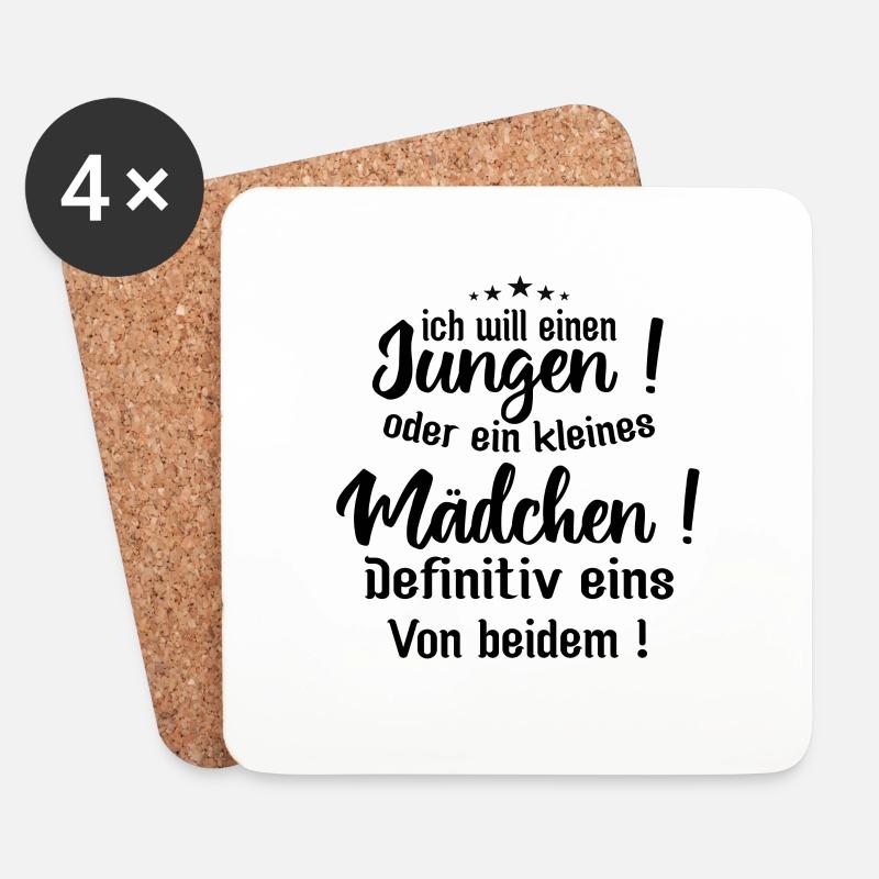 Kleiner Junge | ich will einen jungen oder ein - Untersetzer (4er-Set) - Weiß
