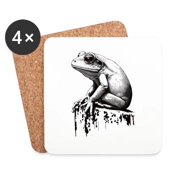 Pochoir de grenouille Art de conception - Dessous de verre (lot de 4) - blanc - Devant