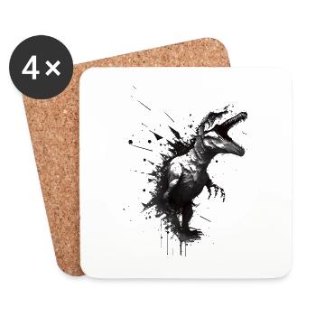 T-Rex Stencil Design Art. - Dessous de verre (lot de 4) - blanc - Devant