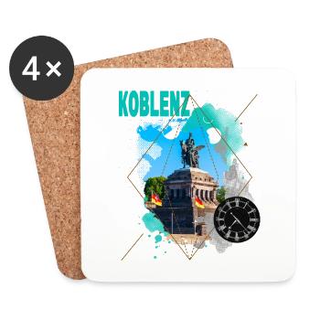 Koblenz Germany City Skyline Vintage Retro - Coasters (set of 4) - white - Front