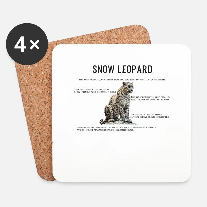 Snow Leopard Smart Design Für Jungen Und Mädchen - Untersetzer (4er-Set) - Weiß
