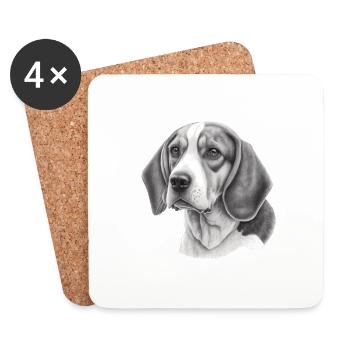 Portrait d’image de Beagle - Dessous de verre (lot de 4) - blanc - Devant