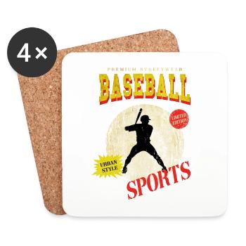 Baseball Baseball Player USA Sport Vintage Retro - Dessous de verre (lot de 4) - blanc - Devant