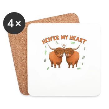 Heifer my heart - Coasters (set of 4) - white - Front