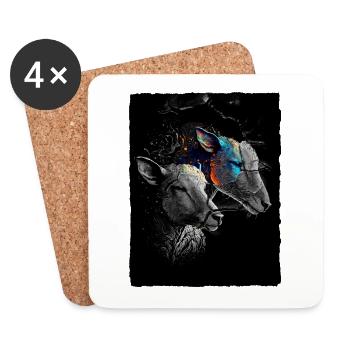 Portrait de mouton - Dessous de verre (lot de 4) - blanc - Devant
