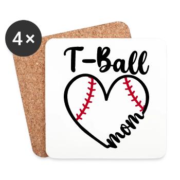 Mom T-Ball-Spieler Baseball-Fan - Untersetzer (4er-Set) - Weiß - Vorne