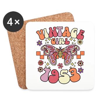 Groovy and retro 1953 woman 70 years anniversary - Coasters (set of 4) - white - Front