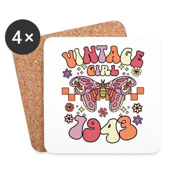 Groovy and retro 1943 woman 80 years anniversary - Coasters (set of 4) - white - Front