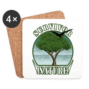 Survivalist Nature Tree Eagle Environment - Coasters (set of 4) - white - Front