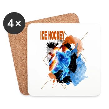 Eishockey Spieler Eishockeyspieler Neon Bunt - Untersetzer (4er-Set) - Weiß - Vorne