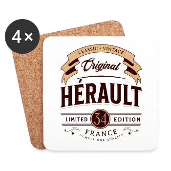 Vintage Hérault - Département France - Dessous de verre (lot de 4) - blanc - Devant