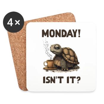 Montag! Ist Es Nicht? Schildkröte Morgen Grunch - Untersetzer (4er-Set) - Weiß - Vorne