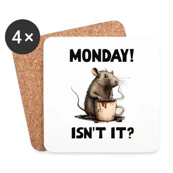 Lundi! N’est-ce pas? Café de rat - Dessous de verre (lot de 4) - blanc - Devant