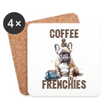 Coffee & Frenchies - Untersetzer (4er-Set) - Weiß - Vorne