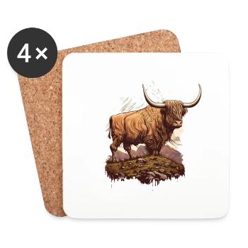Highland cow - Coasters (set of 4) - white - Front