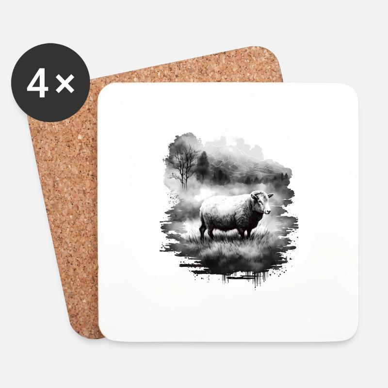 Sheep Landscape - Untersetzer (4er-Set) - Weiß