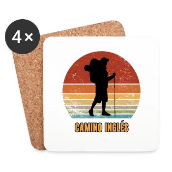Camino Inglés Pilgern Reise Jakobsweg Pilger - Untersetzer (4er-Set) - Weiß - Vorne