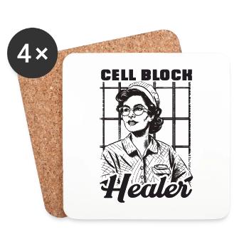 Infirmière correctionnelle guérisseuse de bloc cellulaire - Dessous de verre (lot de 4) - blanc - Devant