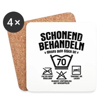 SCHONEND BEHANDELN 70 JAHRE ALT 70. GEBURTSTAG - Untersetzer (4er-Set) - Weiß - Vorne
