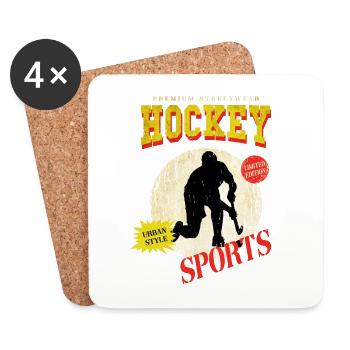 Hockey sur gazon Joueur de hockey Sports Fan Vintage Retro - Dessous de verre (lot de 4) - blanc - Devant